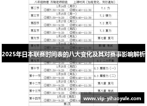 2025年日本联赛时间表的八大变化及其对赛事影响解析
